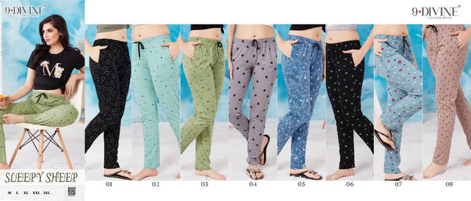 9 Divine Sleepy Sheep Cotton Hosiery Print Night Wear Pant Collection